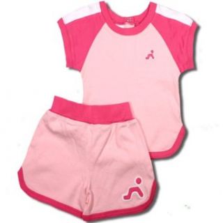 Krawlers Cute Baby Pink Raglan Tee and Dolphin Shorts (24) Clothing