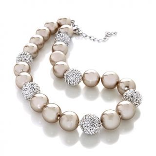 "The Perfect Strand" Simulated Pearl Pavé Ball 20" Necklace