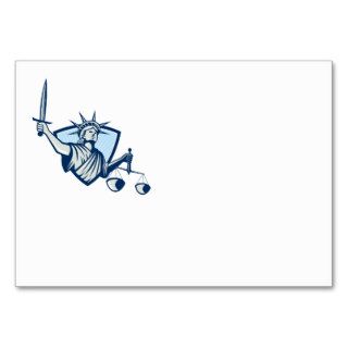 Statue of Liberty Holding Scales Justice Sword Business Card Templates