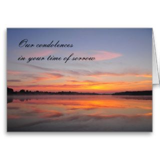 Condolences card with sunrise on lake