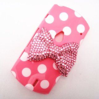 Cute 3D Bling Pink Bow White Dot Pattern Case Cover for Sony Ericsson Xperia neo MT15i neo V MT11i Cell Phones & Accessories
