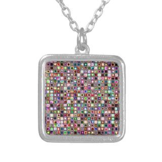 Funky Mosaic Tiles Pattern With Jewel Tones Custom Necklace
