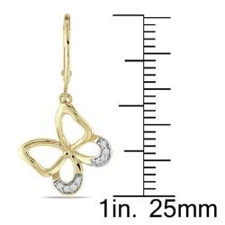 10k Yellow Gold 1/10ct TDW Diamond Butterfly Earrings (G H, I2 I3) Diamond Earrings