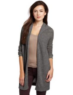 Christopher Fischer Women's 100% Cashmere Solid Featherweight Hooded Sweater, Grey, X Small Cardigan Sweaters
