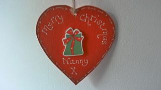 personalised wooden christmas heart tag by kitty's