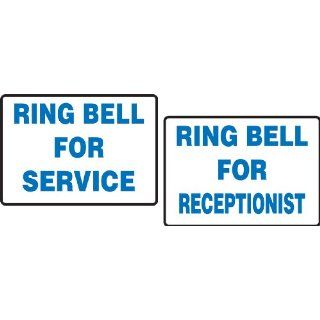 Accuform Signs PAT202 Plastic Tent Style Tabletop Sign, Legend "RING BELL FOR SERVICE/RING BELL FOR RECEPTIONIST", 5" Width x 3 1/2" Height, Blue on White Industrial Warning Signs