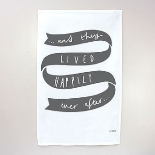 happily ever after wedding tea towel by old english company
