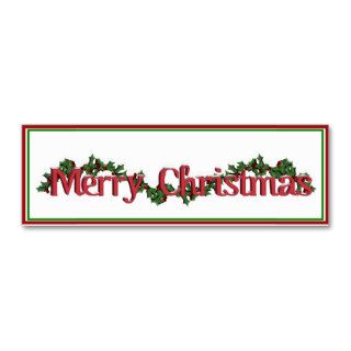 Merry Christmas Text   Snowy Holly Business Card Templates