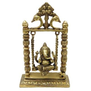 Antique Brass Metal God Ganesha Figurine Engraved Religious Sculpture Home Decor Gift   Wall Sculptures