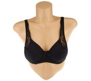 Breezies Microfiber Underwire Support Bra w/ Lace Inset —
