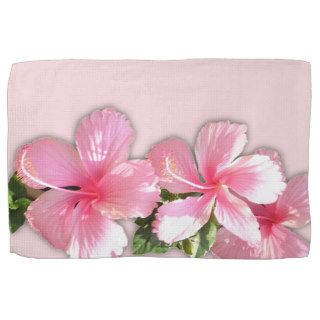 Beautiful Pink Hawaiian Hibiscus Flowers Kitchen Towels
