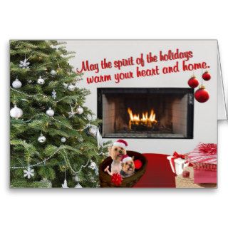 Silky Terrier Christmas Warm Wishes Greeting Card