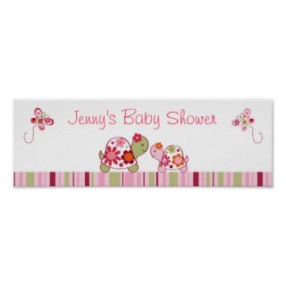Trendy Tropical Turtle Baby Shower Banner Sign Poster
