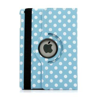 Gearonic 360 Degree Rotating PU Leather Case Cover with Swivel Stand for iPad 5 Air   Light Blue Polka Dot (AV 5657 LbluePolkaDot ipa5_343L) Computers & Accessories