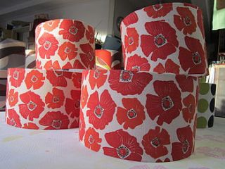 100% poppy print linen lampshades by trisha needham