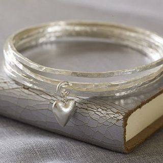silver love heart bangles by lily belle