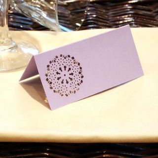 ten wrapped in love laser cut place cards by intricate home