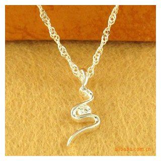 JA345 High Quality (925) Silver Faux Diamond Necklace, Top Silver Snake Necklace Jewelry