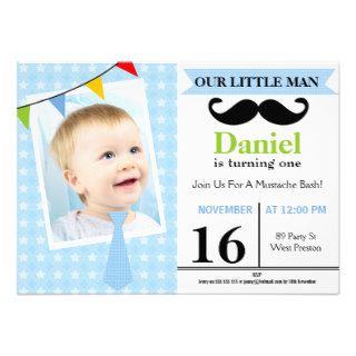Mustache Little Man Birthday Party Invitation