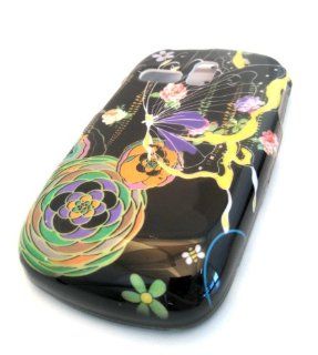 Samsung R355c Carnation Cartoon Butterfly Black Design Gloss HARD Case Cover Skin Protector NET 10 Straight Talk Cell Phones & Accessories