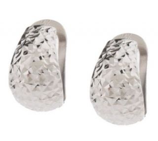 Diamond Cut Huggie Earrings with Omega Back 14K Gold —