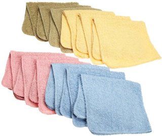 Ashley Mills Wash Cloths 12 by 12 Inch, Yellow/Blue/Sage/Rose, 12 Pack   Washcloths