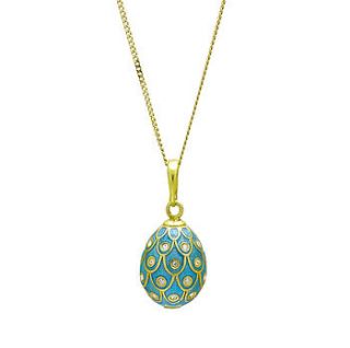 peacock design enamel egg pendant by argent of london