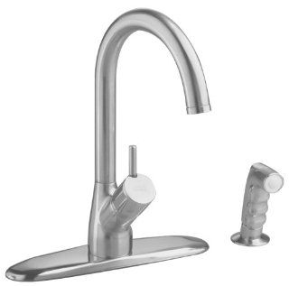 American Standard 4147.001.002 Culinaire Single Control Kitchen Faucet with Hi Flow Spout and Color Matched Hand Spray, Polished Chrome   Touch On Kitchen Sink Faucets  
