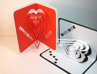 layered heart personalised pop up valentine card by ruth springer design
