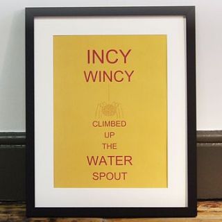 'incy wincy' nursery rhyme print by tinker tailor