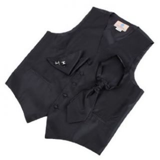 VS2003 Black Solid Formal Wear Vests Cufflinks Hanky Ascot Tie By Y&G at  Mens Clothing store Business Suit Vests