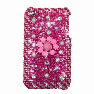 Eagle Cell PDIPHONE3GL352 RingBling Brilliant Diamond Case for iPhone 3G   Retail Packaging   Pink Flowers Cell Phones & Accessories