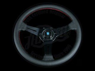 Nardi Classic 360mm Steering Wheel   Black Perforated Leather / Black Spokes / Red Stitch Automotive