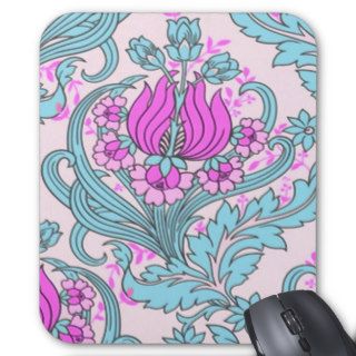 Pink Aqua Vintage Floral Pattern Mousepad