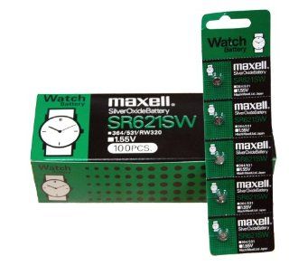 1 Box of 100 Maxell 1.55v Silver Oxide Watch Batteries 364 SR621SW Health & Personal Care