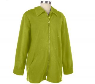 Quacker Factory Sparkle & Shine Zip Front Fleece Jacket —