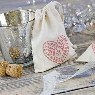 printed heart wedding favour bag by 3 blonde bears