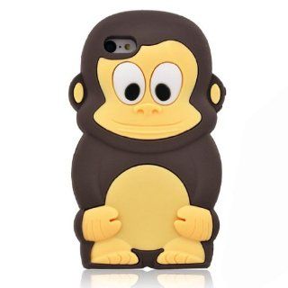 BYG 3D Coffee Cute Monkey Silicone Soft Case Cover Skin For Iphone 5C + Gift 1pcs Phone Radiation Protection Sticker Cell Phones & Accessories