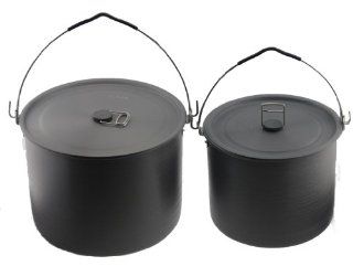 Alocs 2pcs Camping Cook Set Contains 10.5L/355.05fl oz Pot and 6.5L/219.80fl oz Pot  Campfire Cookware  Sports & Outdoors