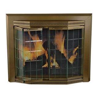Pleasant Hearth Grandior Fireplace Glass Door — For Masonry Fireplaces, Large, Antique Brass, Model GR-7202  Fireplace Doors