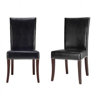 Safavieh Brewster Black Leather Side Chair   Set of 2