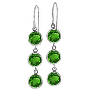 3.00 Ct Round Green Chrome Diopside 925 Sterling Silver Dangle Earrings Jewelry