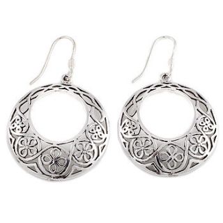filigree silver flower hoop earrings by charlotte's web