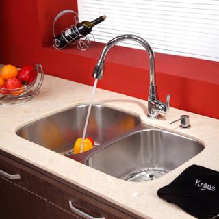 Kraus 32 x 20.75 x 9 8 Piece Undermount Double Bowl Kitchen Sink