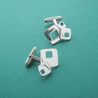 geometric silver square cufflinks by saba jewellery