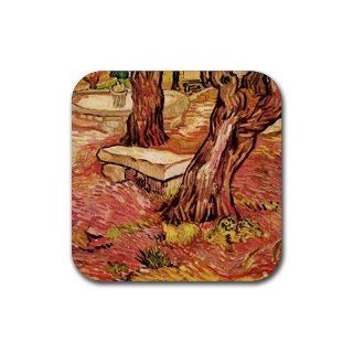 The Stone Bench in the Garden of Saint Paul Hospital By Vincent Van Gogh Square Coasters Kitchen & Dining