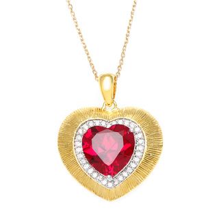 La Preciosa Goldplated Silver Red Cubic Zirconia Heart Necklace La Preciosa Cubic Zirconia Necklaces