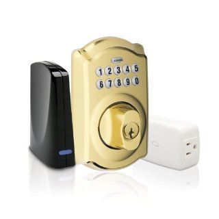 Schlage BE369GRNX CAM 505 605 Keypad Deadbolt Home Security Kit with Nexia Home Intelligence, Bright Brass (Z Wave)   Door Dead Bolts  