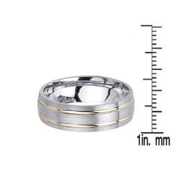14k Two tone Gold Men's Double Groove Wedding Band Men's Rings