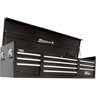 Homak H2PRO 72in., 10-Drawer Top Tool Chest — Black, 71 3/4in.W x 21 3/4in.D x 20 5/8in.H, Model# BK02010720  Tool Chests